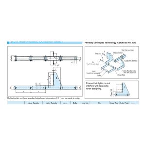 Xích gạt bùn phi kim loại Tsubaki ACR, ACP (nhựa kỹ thuật)